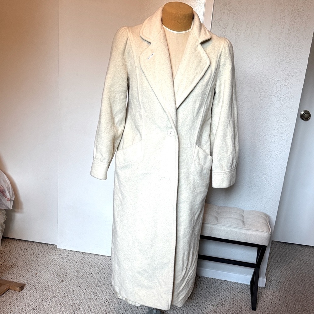 Vintage Miss Abbmoor Women's Wool Coat Crop Sleeves 50s 60s Small